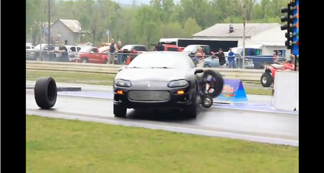 Watch a Fourth Gen Camaro Snap All 10 Wheel Studs and Lose Both Rear Wheels at the Strip!
