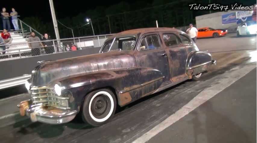 Watch This Massive 1947 Cadillac Sleeper Run 11s At Atco – She's Ugly But Boy Does She Move!